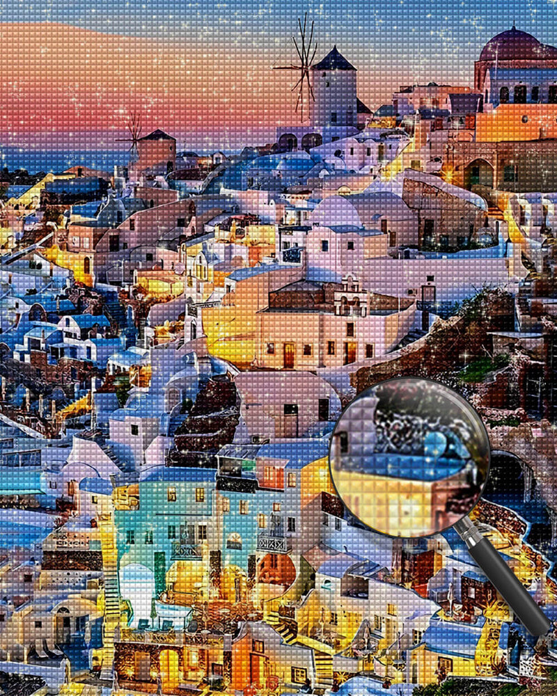 Santorini Lights Diamond Painting