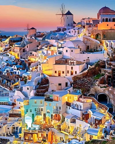 Santorini Lights Diamond Painting