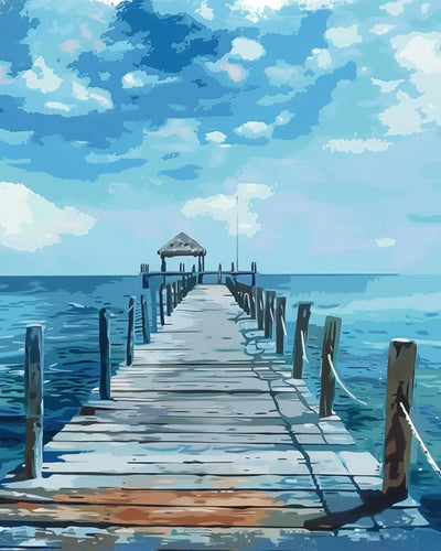 Scaffolding Bridge by the Sea Diamond Painting