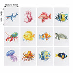 Sea Animals 12Pcs - Mini Diamond Painting Kit