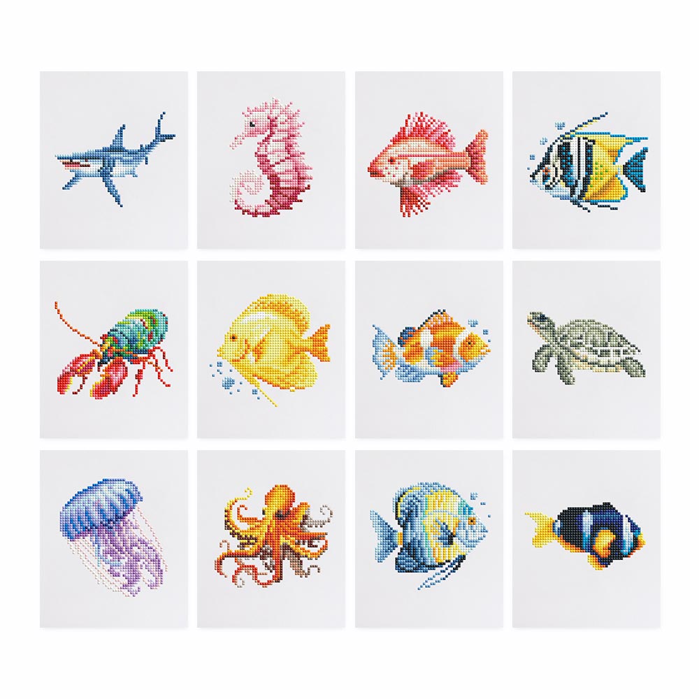 Sea Animals 12Pcs - Mini Diamond Painting Kit