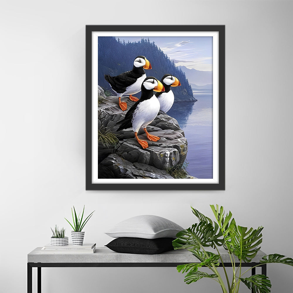 Seagulls on the Rocks Diamond Painting