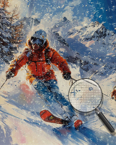 Skiing on the Snowy Mountains Diamond Painting