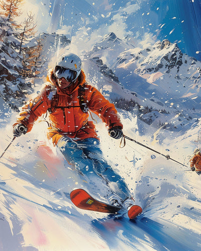 Skiing on the Snowy Mountains Diamond Painting