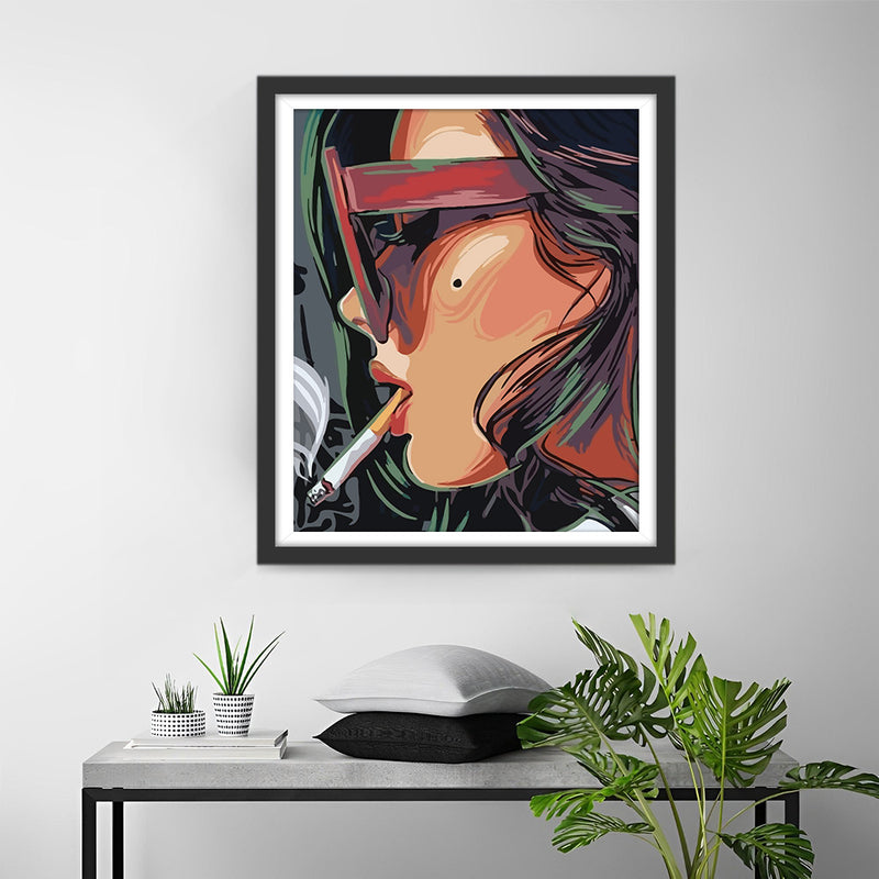 Smoking Woman with Sunglasses Diamond Painting