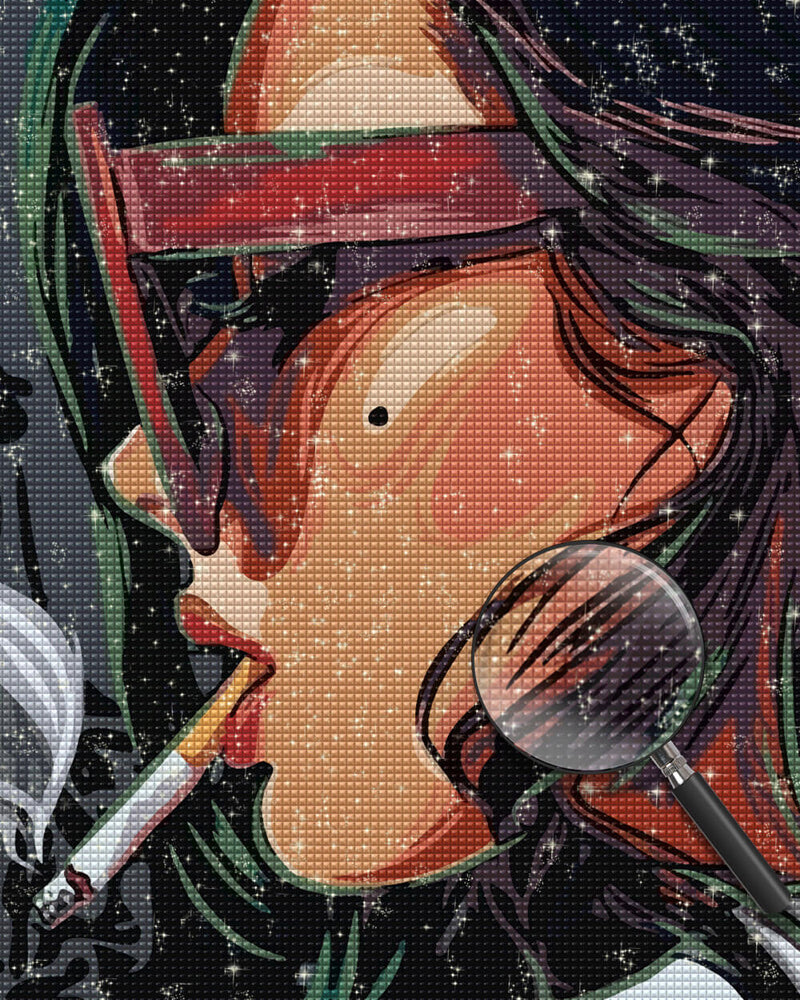 Smoking Woman with Sunglasses Diamond Painting