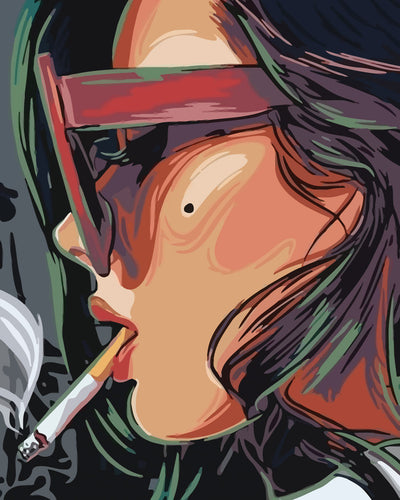 Smoking Woman with Sunglasses Diamond Painting
