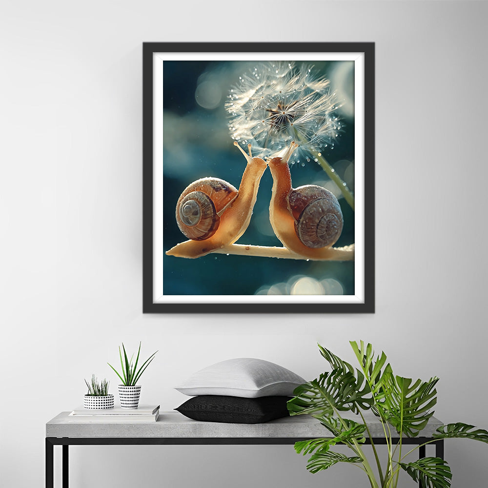 Snail Couple and Dandelion Diamond Painting