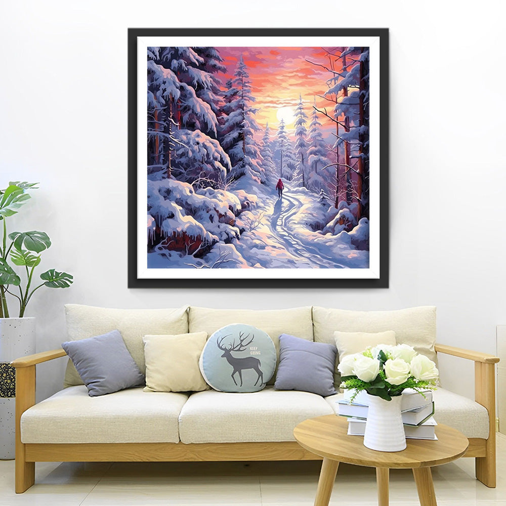 Snow-Covered Forest Diamond Painting