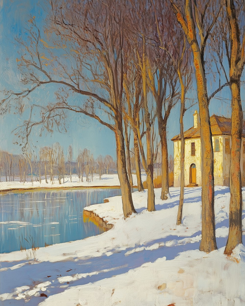 Snow Scene in the Countryside under the Sun Diamond Painting