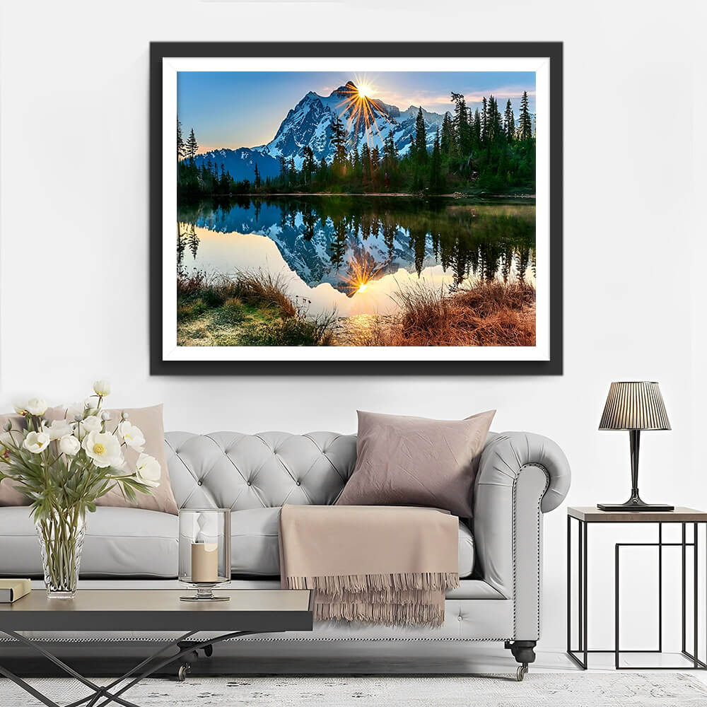 Snowy Mountain and Sunrise Diamond Painting
