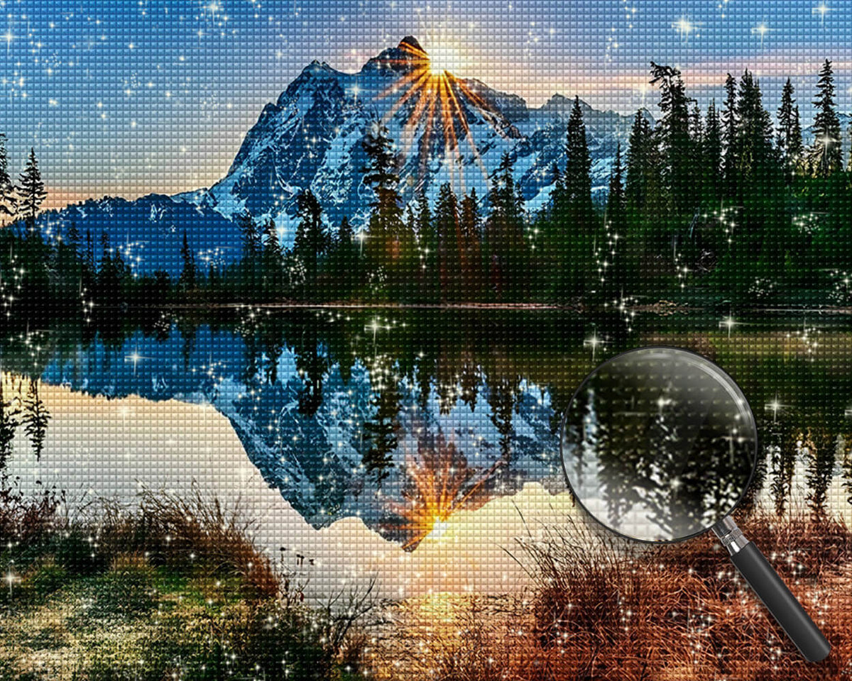 Snowy Mountain and Sunrise Diamond Painting
