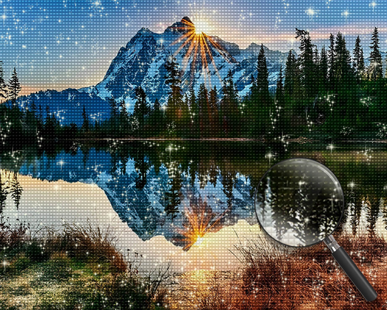 Snowy Mountain and Sunrise Diamond Painting