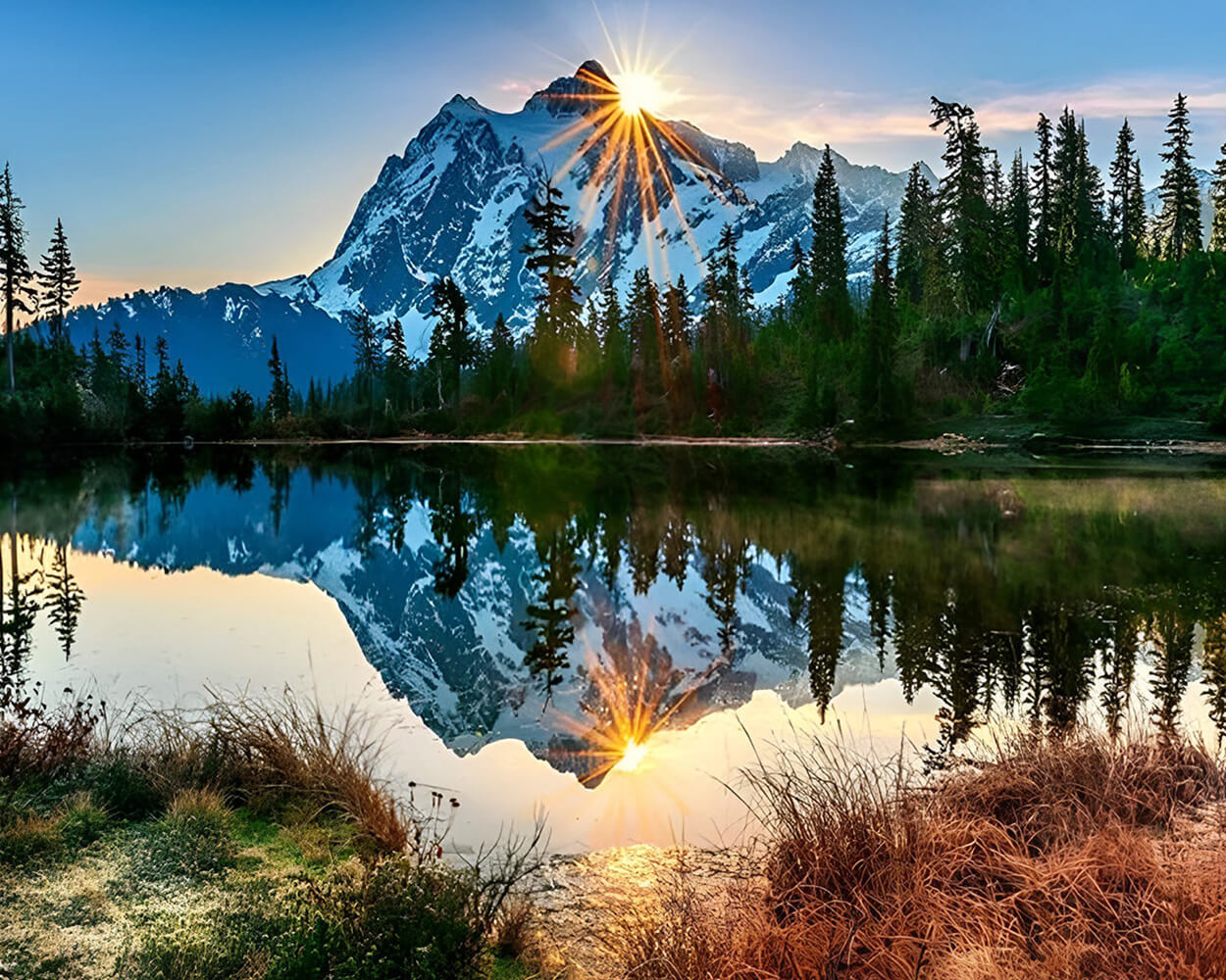 Snowy Mountain and Sunrise Diamond Painting