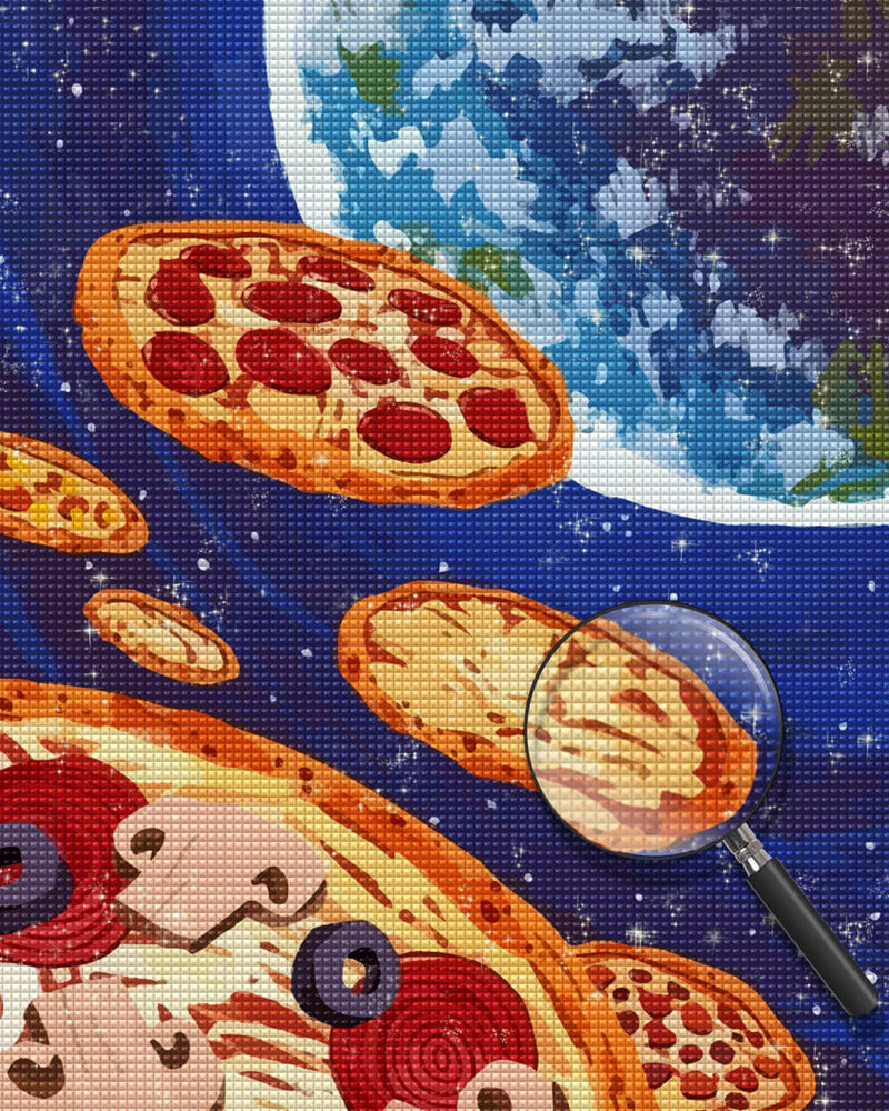 Space Earth Pizza Diamond Painting