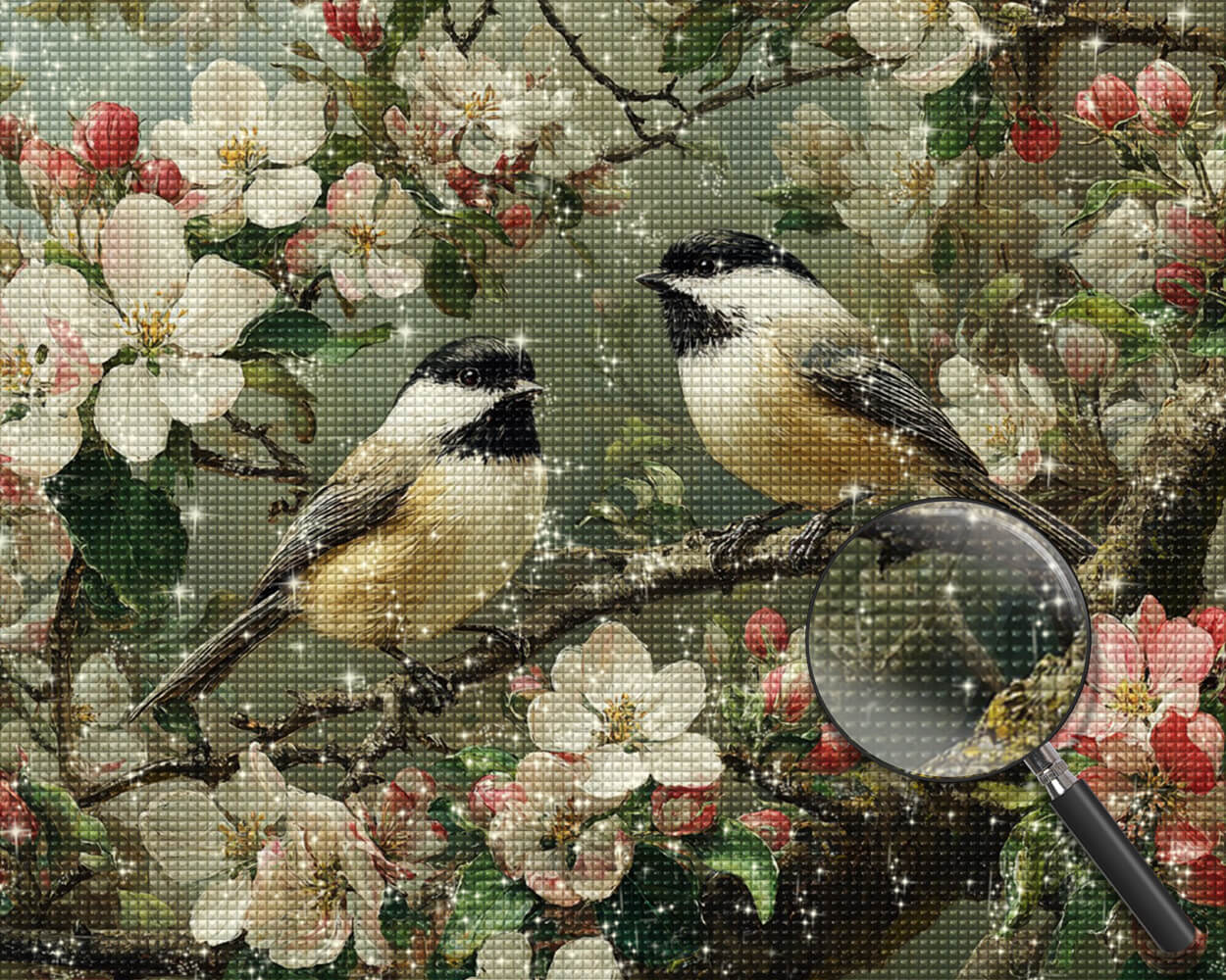 Sparrows on the Magnolia Tree Diamond Painting