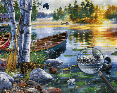 Spring River and Ducks Diamond Painting
