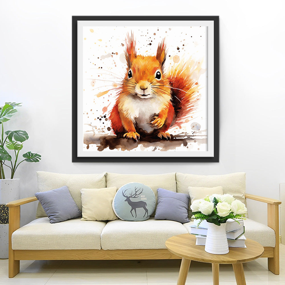 Squirrel Sitting on a Branch Diamond Painting