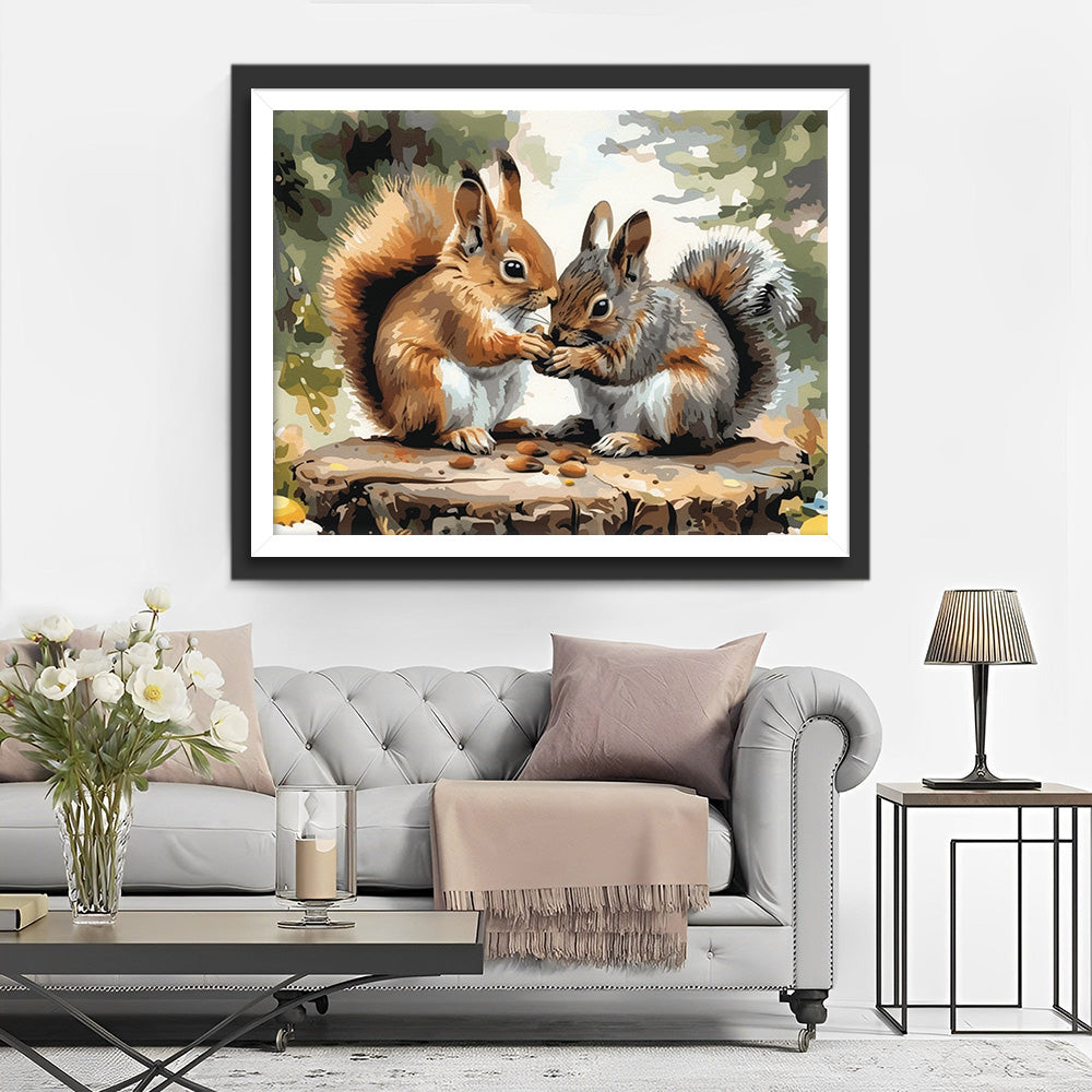 Squirrels and Pine Nuts Diamond Painting