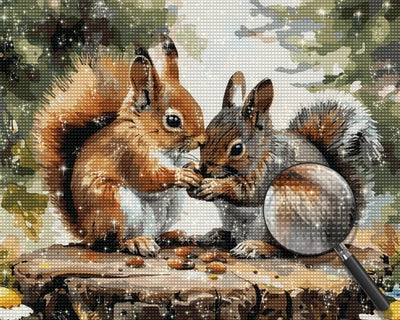 Squirrels and Pine Nuts Diamond Painting