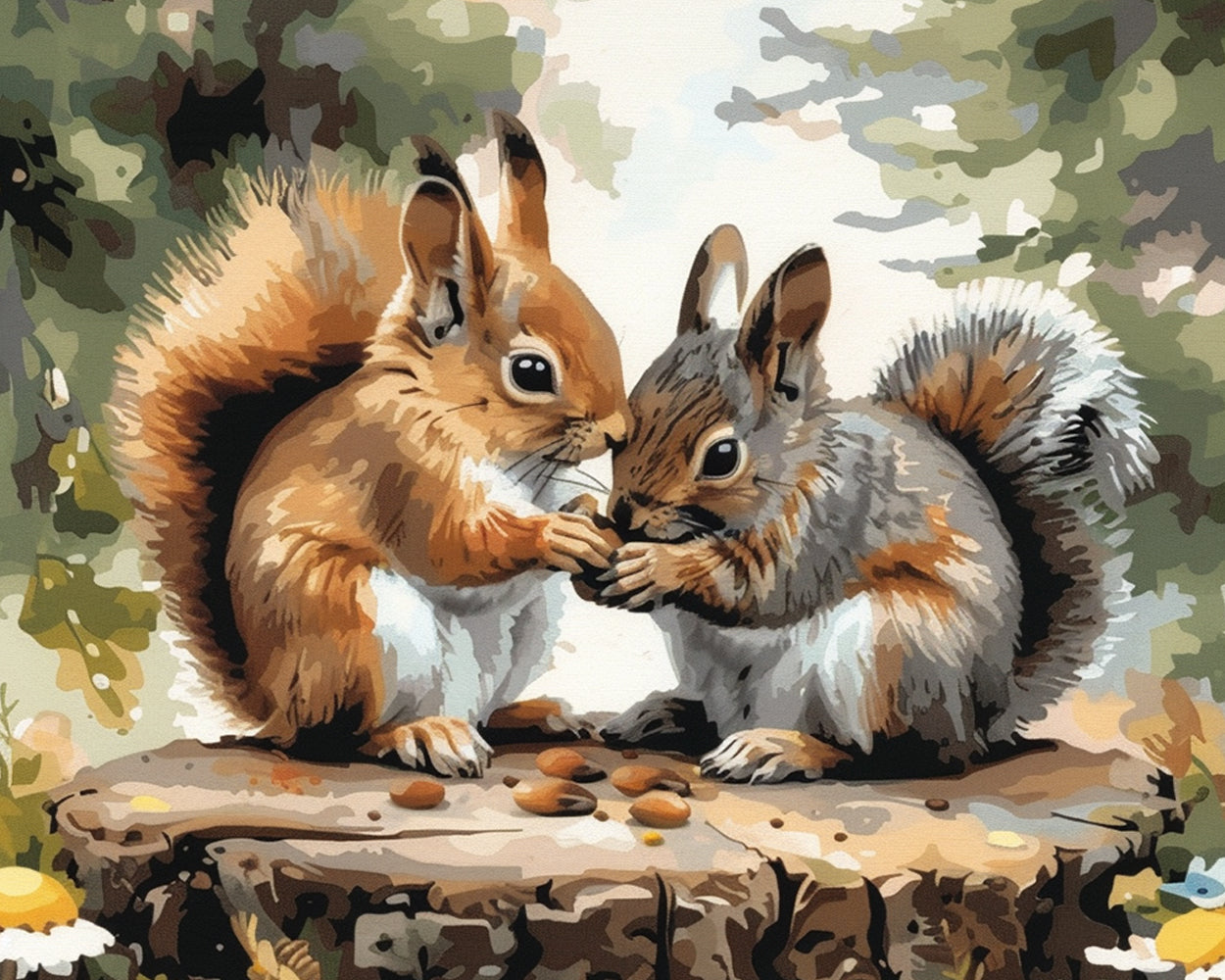 Squirrels and Pine Nuts Diamond Painting