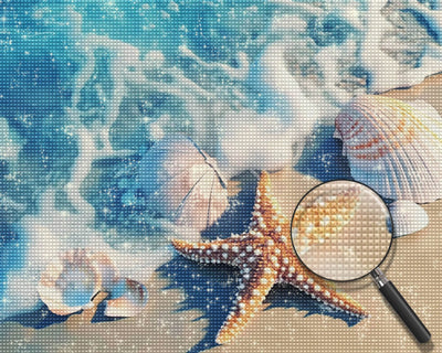 Starfish and Shells on the Beach Diamond Painting