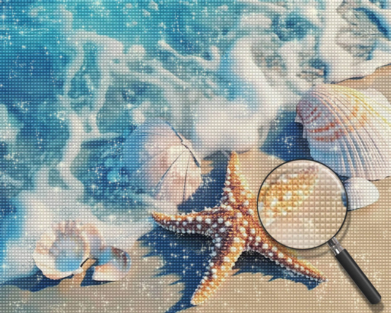 Starfish and Shells on the Beach Diamond Painting