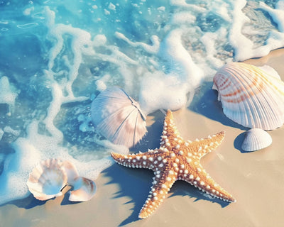 Starfish and Shells on the Beach Diamond Painting