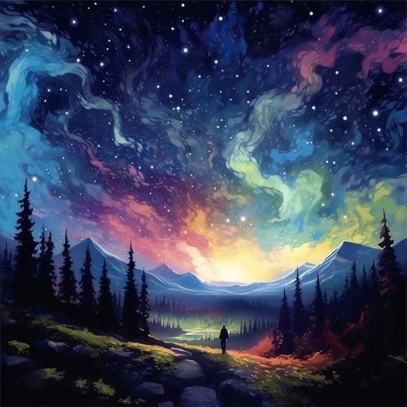 Starry Sky with Aurora Diamond Painting