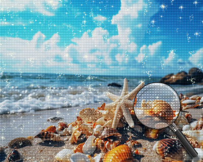 Strafish and Shells on the Beach Diamond Painting