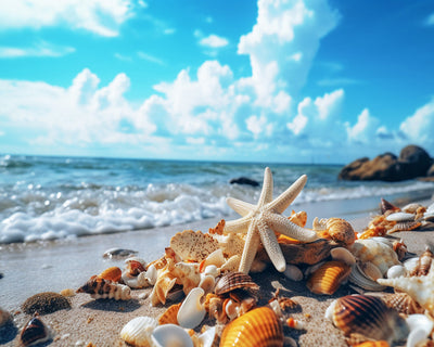 Strafish and Shells on the Beach Diamond Painting