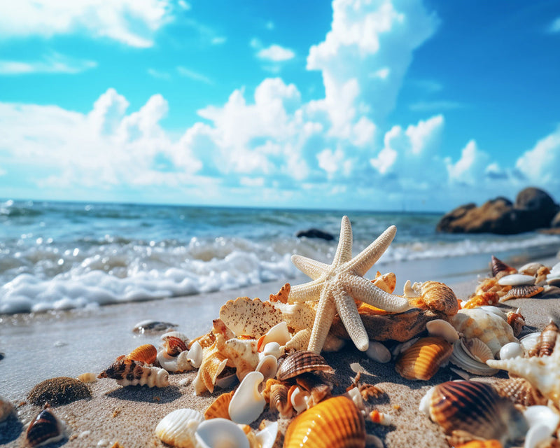 Strafish and Shells on the Beach Diamond Painting