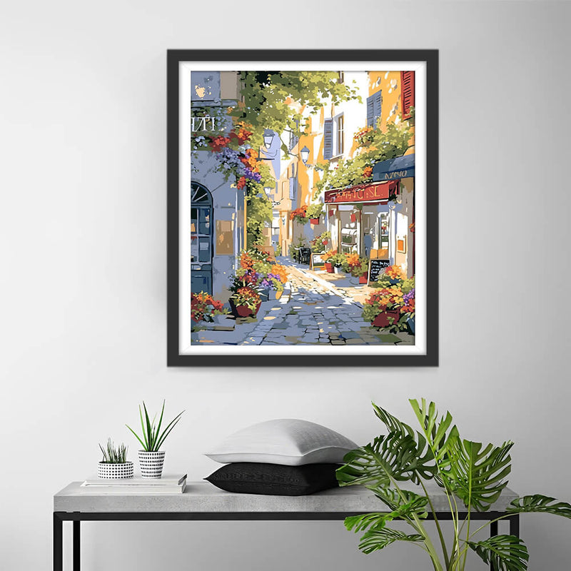 Street of a Town in Spring Diamond Painting