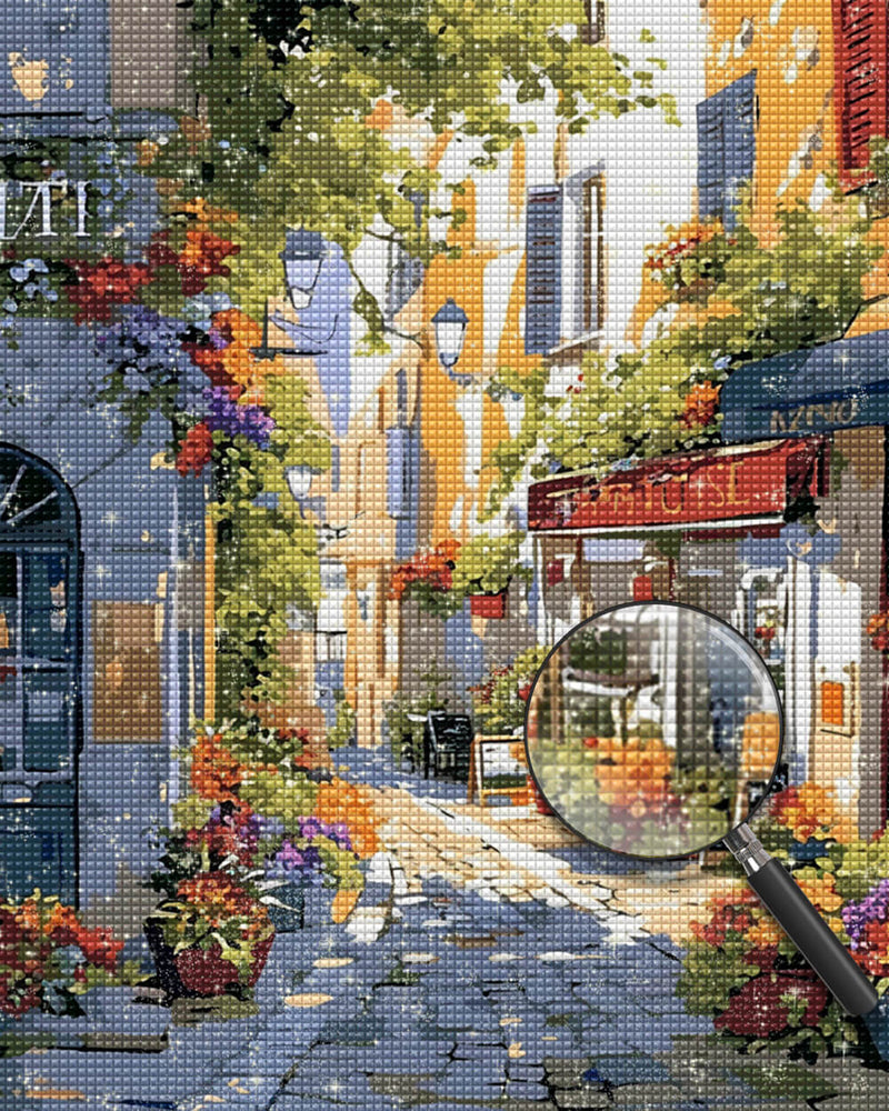 Street of a Town in Spring Diamond Painting