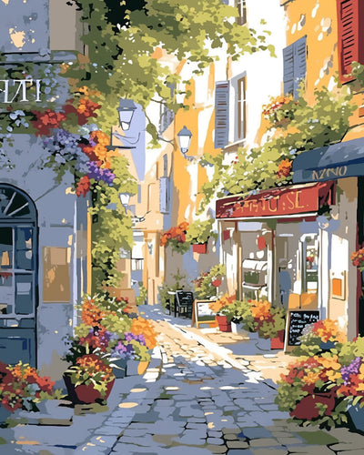 Street of a Town in Spring Diamond Painting