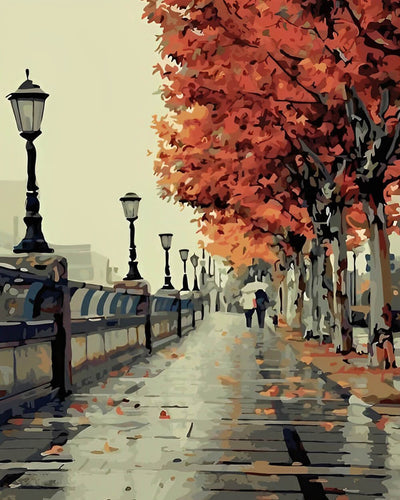 Streets after Rain in Autumn Diamond Painting