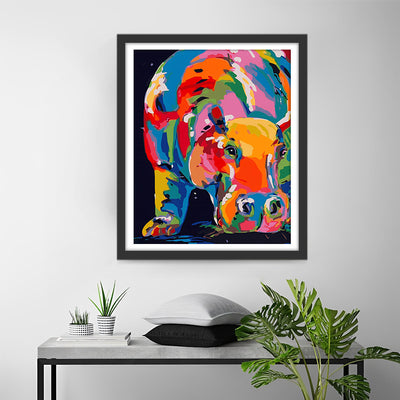 Strong Colorful Rhino Diamond Painting