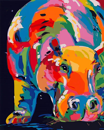 Strong Colorful Rhino Diamond Painting