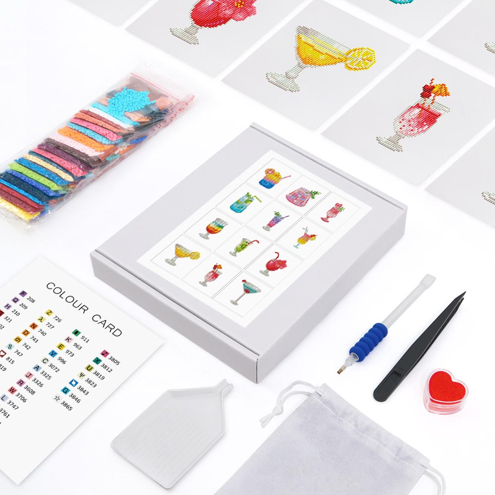 Summer Colorful Cocktails 12Pcs - Mini Diamond Painting Kit