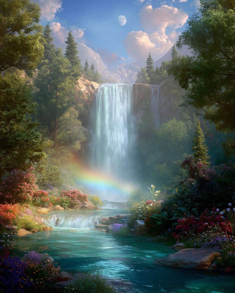 Summer Rainbow Waterfall Diamond Painting
