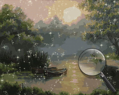 Summer River and Boats Diamond Painting 