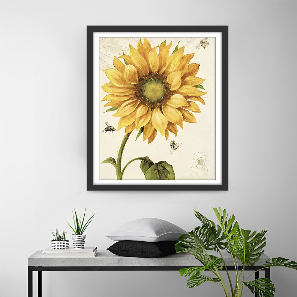 Sunflower and Bees Diamond Painting