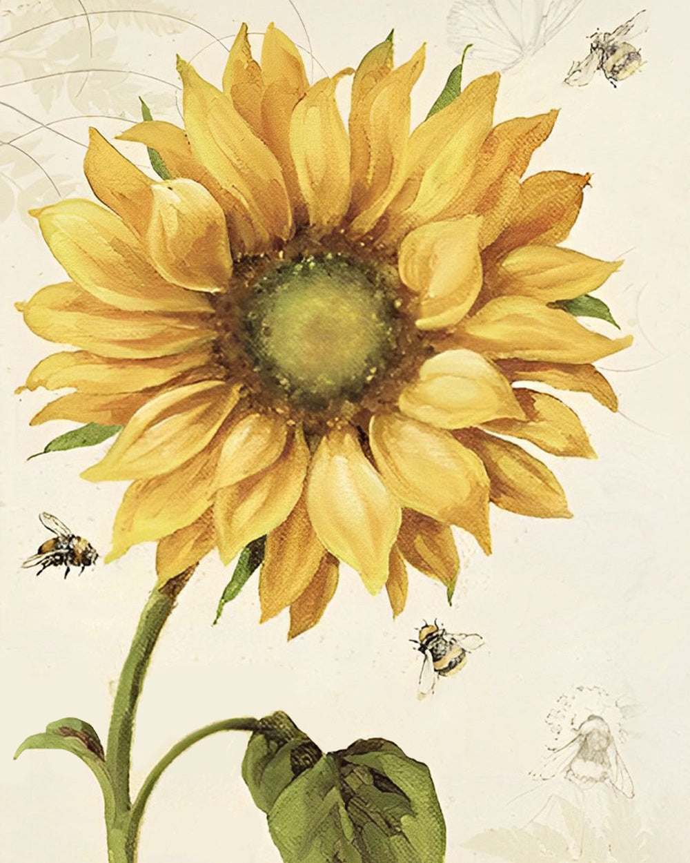 Sunflower and Bees Diamond Painting