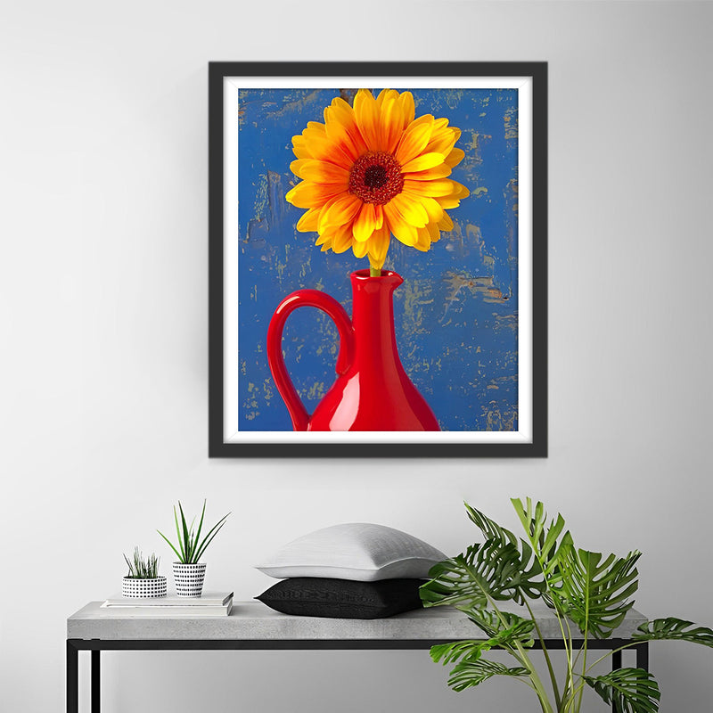 Sunflower in a Red Vase Diamond Painting