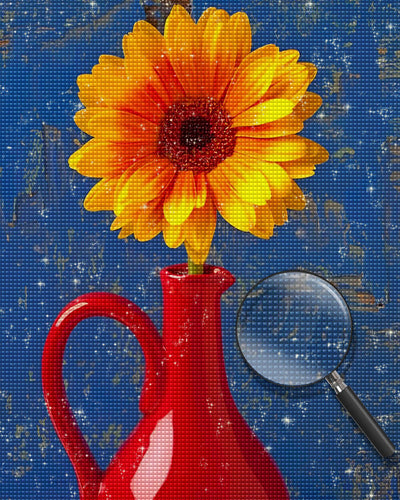 Sunflower in a Red Vase Diamond Painting