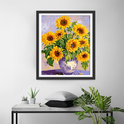 Sunflowers in Ceramic Vase Diamond Painting