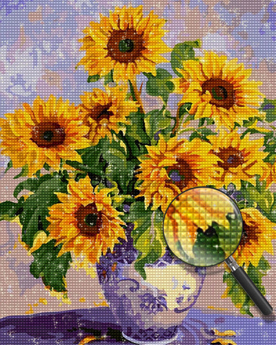 Sunflowers in Ceramic Vase Diamond Painting