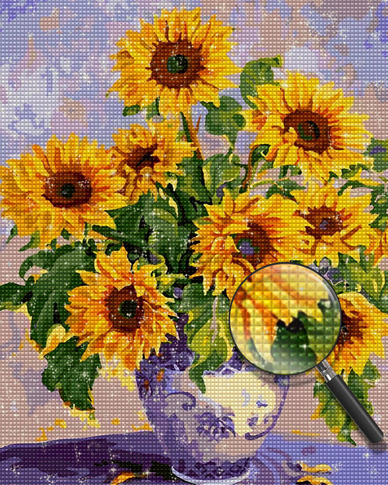 Sunflowers in Ceramic Vase Diamond Painting