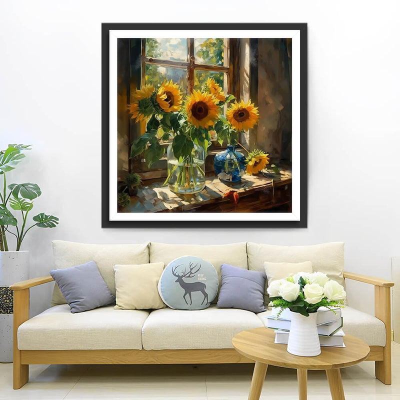 Sunflowers in Glass Bottles Diamond Painting