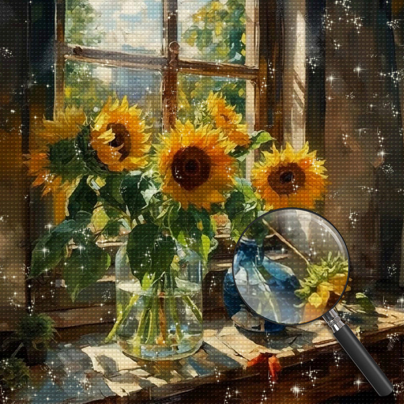 Sunflowers in Glass Bottles Diamond Painting